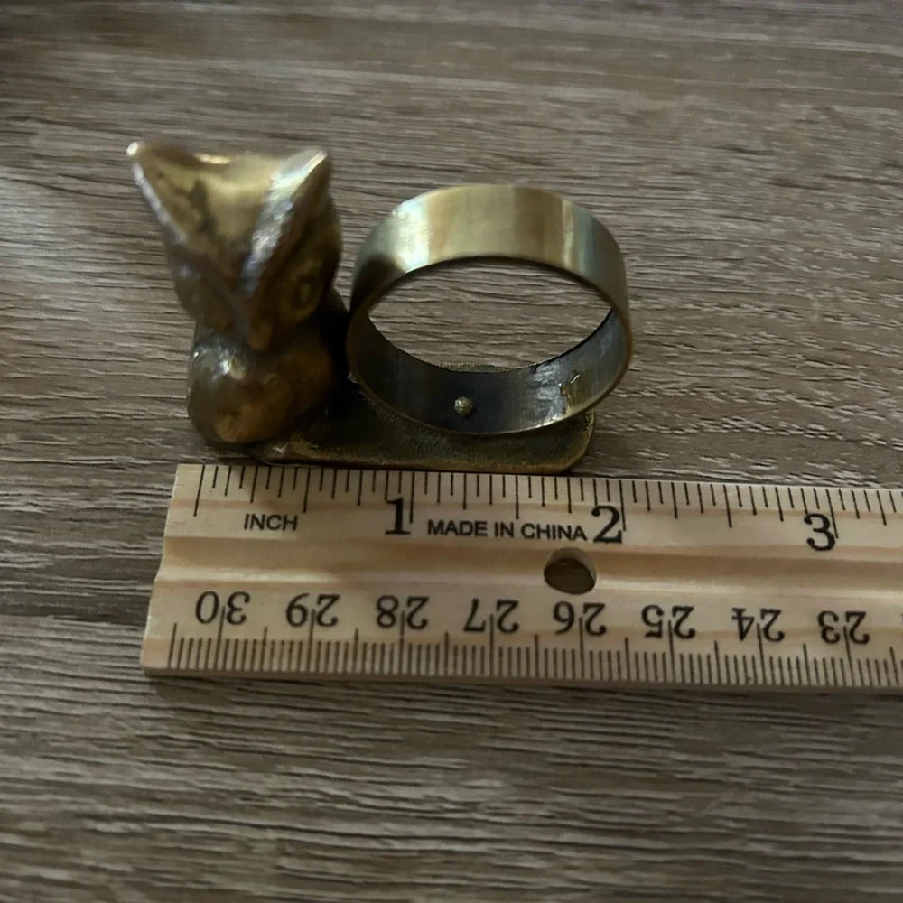 Vintage Brass Owl Napkin Rings Set of Four Dining Entertaining